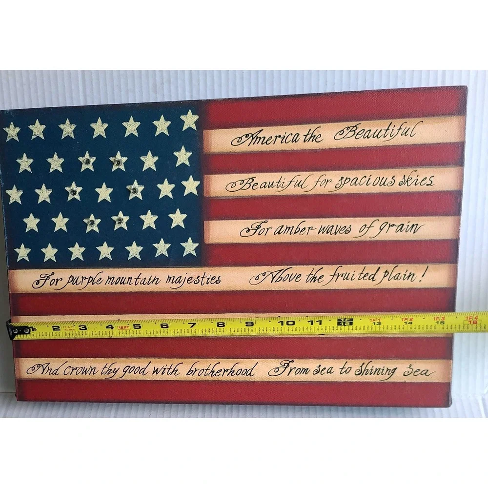 American Flag Canvas Wall Art America the Beautiful LED Light Up Patriotic 16x10
